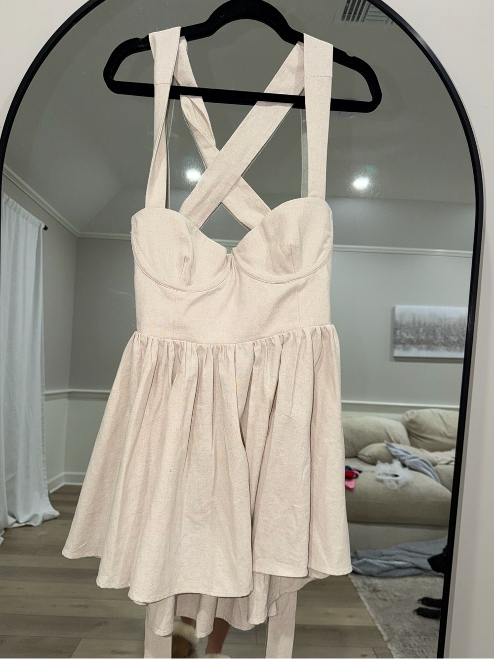 Meshki Cream Crossback Mini Dress
